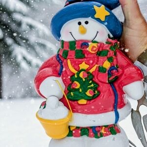 Hallmark Festive Snowman with Red and Blue Accents